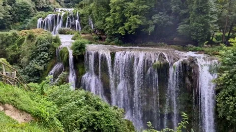 Cascate delle Marmore - biggest artificial waterfall in Europe. Umbria, Italy Stock Footage 219312954