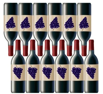 A case of 12 bottles of red wine is shown in this image. Stock Illustration