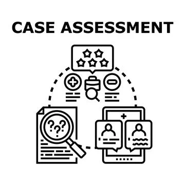 Case assessment evaluating business process and customer review Stock Illustration