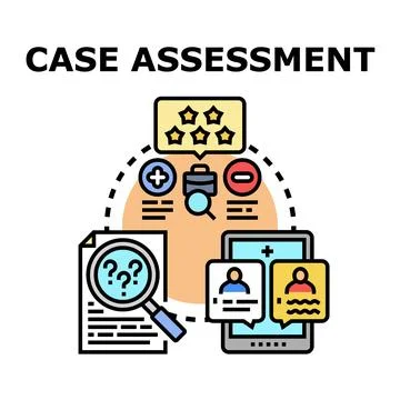 Case assessment evaluating business process and customer review Stock Illustration