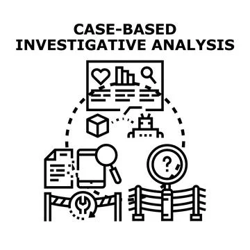 Case based investigative analysis concept illustration discovering solutions Stock Illustration
