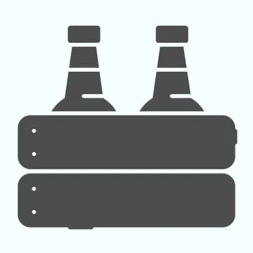 Case of beer solid icon. Two glasses in a box vector illustration isolated on Stock Illustration