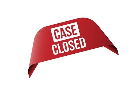 Case Closed red ribbon label banner. Stock Illustration