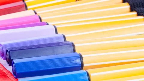 Case of colored pens Stock Photos