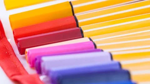 Case of colored pens Stock Photos
