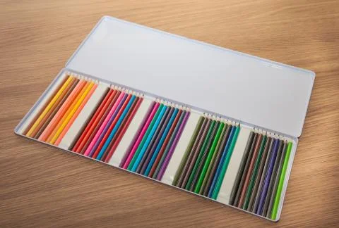 Case of colouring pencils Stock Photos