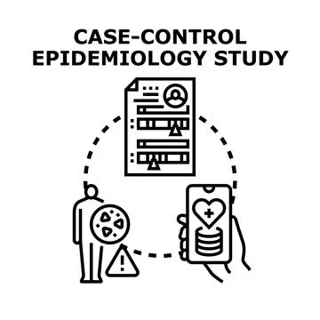 Case control epidemiology study analyzing health data 库存插图