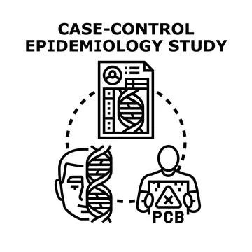 Case control epidemiology study process illustration Stock Illustration