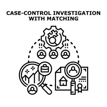 Case control investigation with matching study concept Stock Illustration