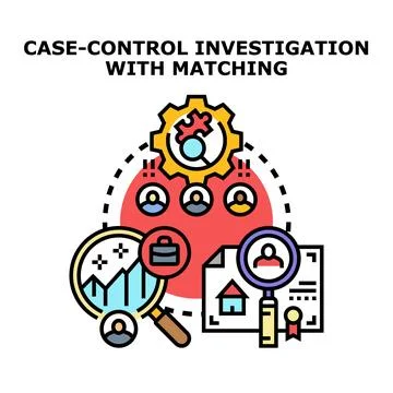Case control investigation with matching study concept Stock Illustration