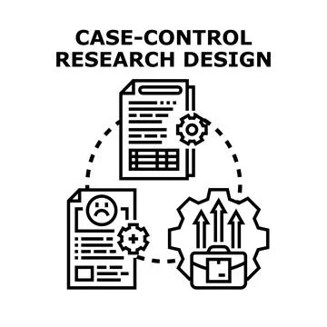 Case control research design for scientific study Stock Illustration