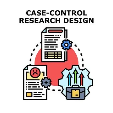 Case control research design for scientific study Stock Illustration
