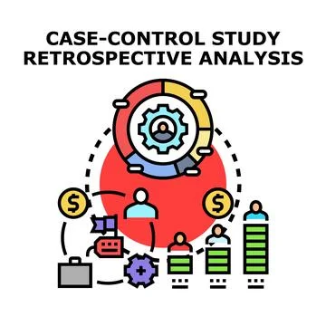 Case control study retrospective analysis concept Ilustração Stock