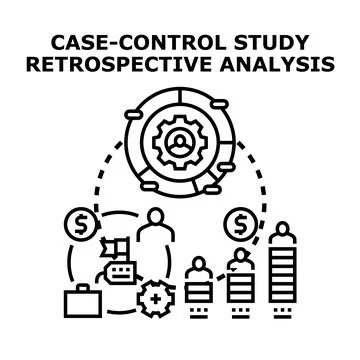Case control study retrospective analysis concept Stock Illustration