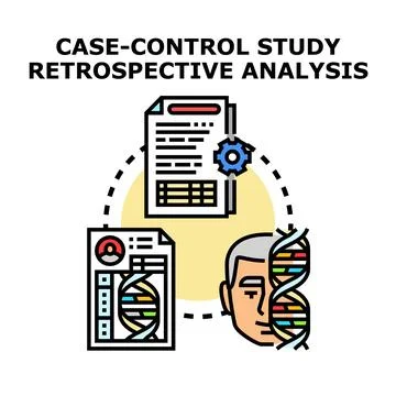 Case control study retrospective analysis medical research Stock Illustration