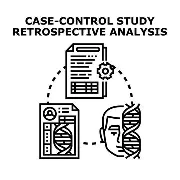 Case control study retrospective analysis medical research Stock Illustration