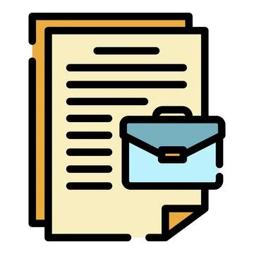 Case document icon color outline vector Stock Illustration