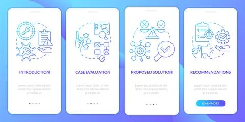 Case drafting blue gradient onboarding mobile app screen Stock Illustration