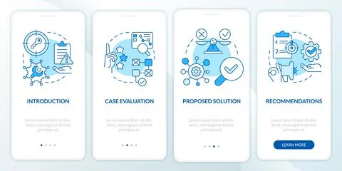 Case drafting blue onboarding mobile app screen Stock Illustration
