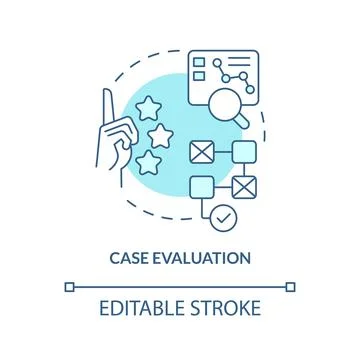 Case evaluation turquoise concept icon Stock Illustration