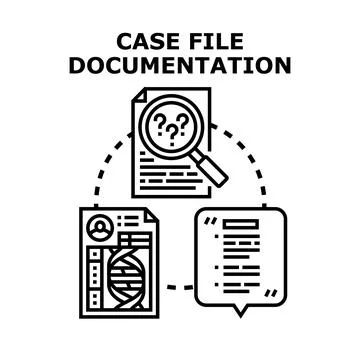 Case file documentation process analyzing client information Stock Illustration