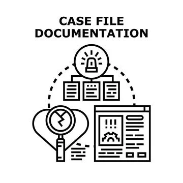 Case file documentation process investigating crucial information Stock Illustration