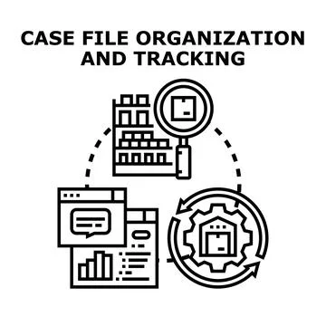Case file organization and tracking system concept 스톡 일러스트