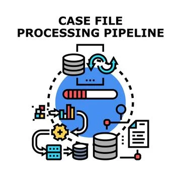 Case file processing pipeline concept vector Stock-Illustration