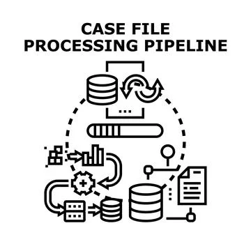 Case file processing pipeline concept vector Stock-Illustration