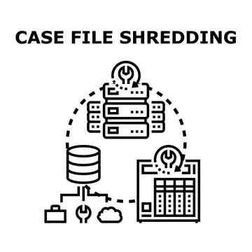 Case file shredding concept for digital data security Stock Illustration