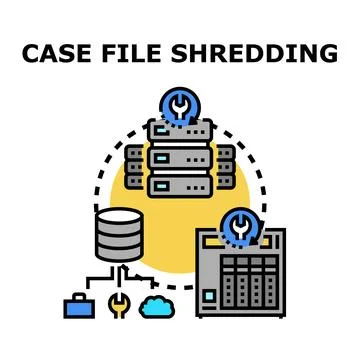 Case file shredding concept for digital data security Stock Illustration