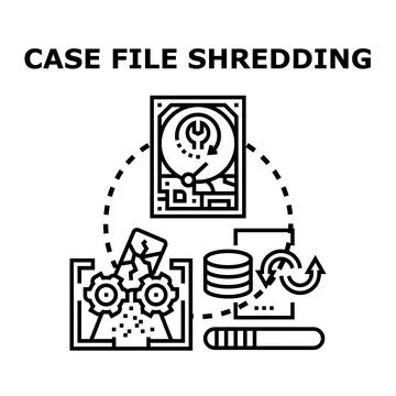 Case file shredding process concept illustration Stock Illustration