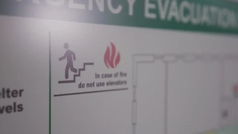 In case of fire do not use elevators sign Stock Footage 89501052