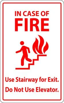 In Case Of Fire Sign In Case of Fire, Use Stairway For Exit, Do Not Use Ele.. Stock Illustration