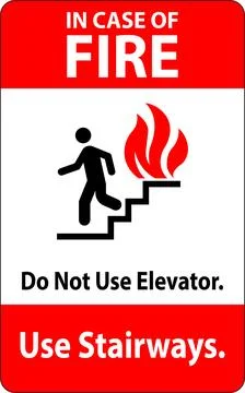 In Case Of Fire Sign Do Not Use Elevators, Use Stairways Stock Illustration