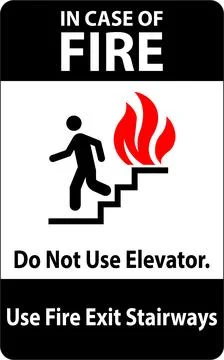 In Case Of Fire Sign Do Not Use Elevators, Use Exit Stairways Stock Illustration
