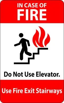 In Case Of Fire Sign Do Not Use Elevators, Use Exit Stairways Stock Illustration