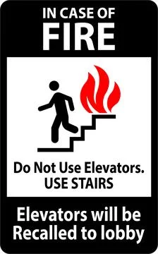 In Case Of Fire Sign Do Not Use Elevators. Use Stairs, Elevators Will Be Re.. Stock Illustration