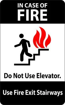 In Case Of Fire Sign Do Not Use Elevators, Use Fire Exit Stairways Stock Illustration