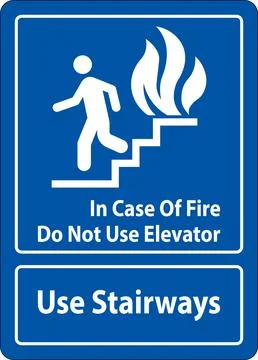 In Case Of Fire Sign Do Not Use Elevator, Use Stairways Ilustración de archivo