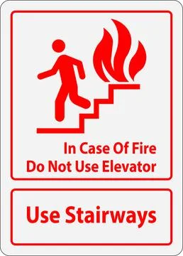 In Case Of Fire Sign Do Not Use Elevator, Use Stairways Stock Illustration
