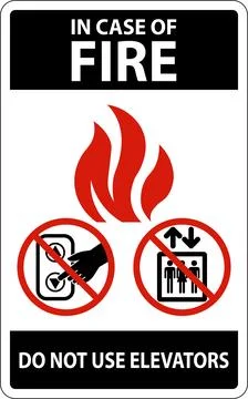 In Case Of Fire Sign Do Not Use Elevators Stock Illustration