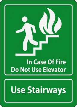 In Case Of Fire Sign Do Not Use Elevator, Use Stairways Stock Illustration