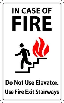 In Case Of Fire Sign Do Not Use Elevators, Use Fire Exit Stairways Stock Illustration