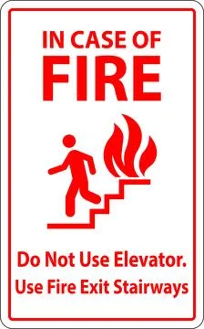 In Case Of Fire Sign Do Not Use Elevators, Use Exit Stairways Stock Illustration