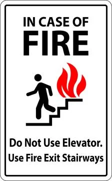 In Case Of Fire Sign Do Not Use Elevators, Use Exit Stairways Stock Illustration