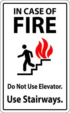 In Case Of Fire Sign Do Not Use Elevators, Use Stairways Stock Illustration