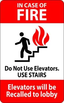 In Case Of Fire Sign Do Not Use Elevators. Use Stairs, Elevators Will Be Re.. Stock Illustration