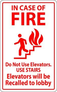 In Case Of Fire Sign Do Not Use Elevators. Use Stairs, Elevators Will Be Re.. Stock Illustration