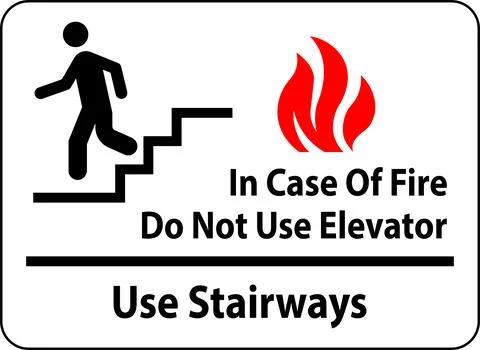 In Case Of Fire Sign Do Not Use Elevators - Use Stairways Stock Illustration